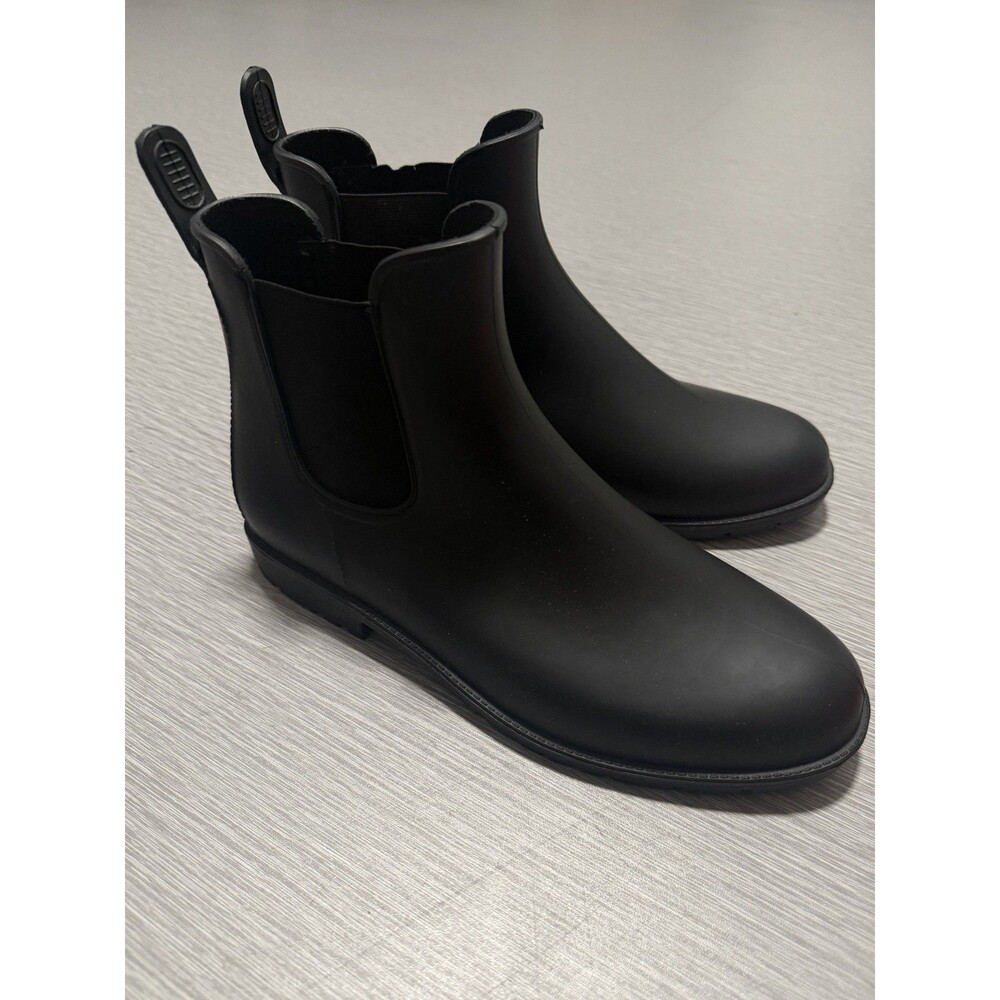 ASGARD Rain Boots Womens 9-9.5 Black Chelsea Ankle Rubber Waterproof Slip On